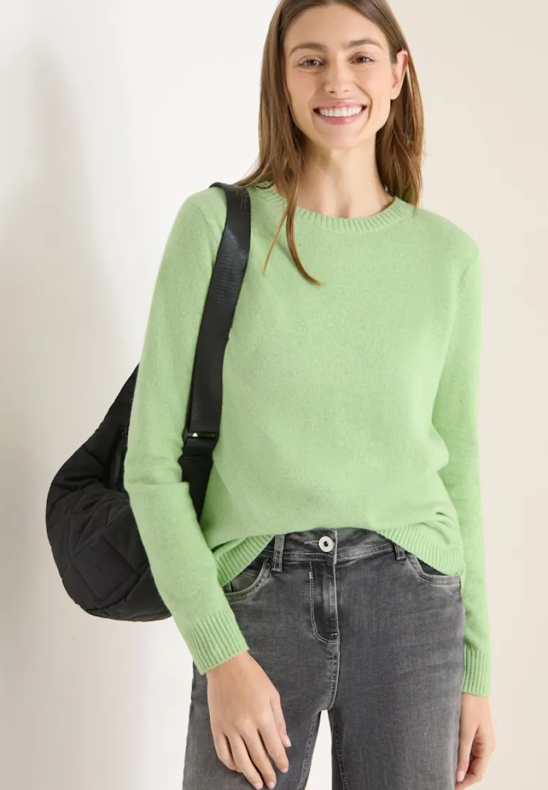 Softer Pullover in Unifarbe bamboo green melange