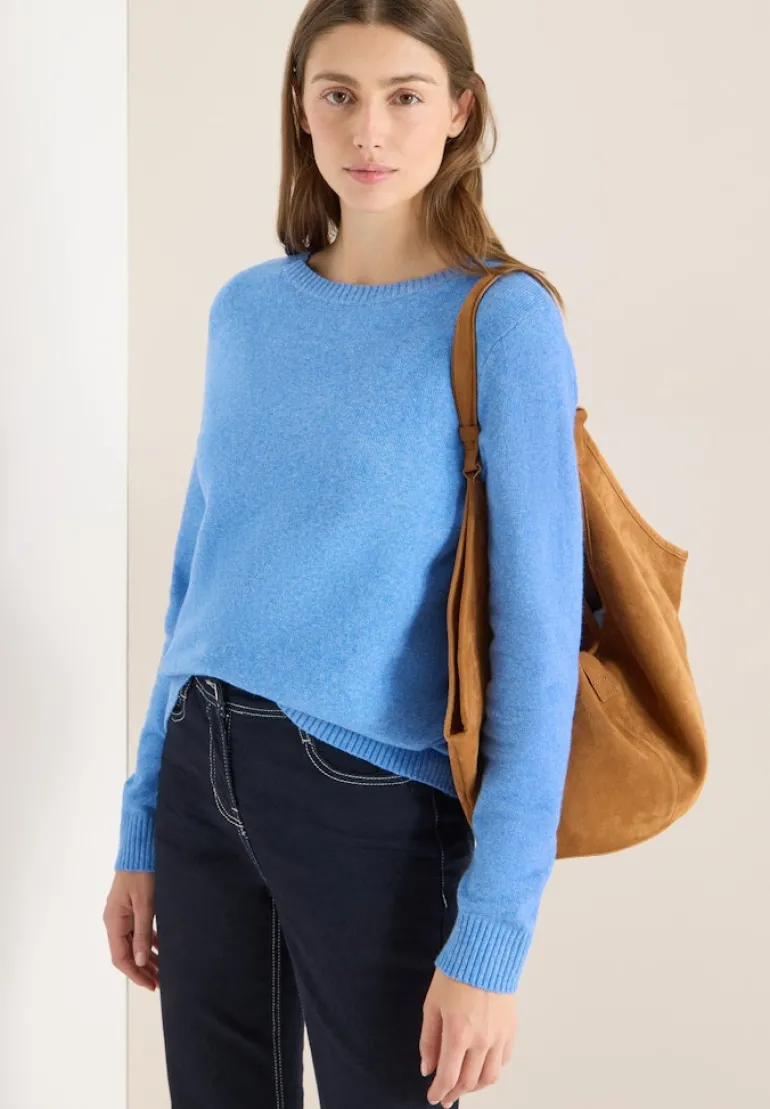 Softer Pullover in Unifarbe fountain blue melange