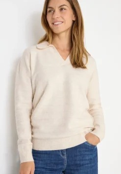 Softer Strukturpullover oat milk beige melange