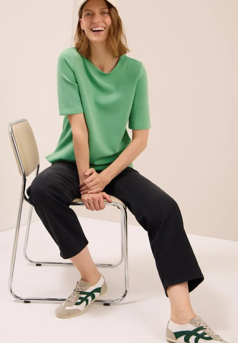 Softes Cupro Touch T-Shirt fennel green