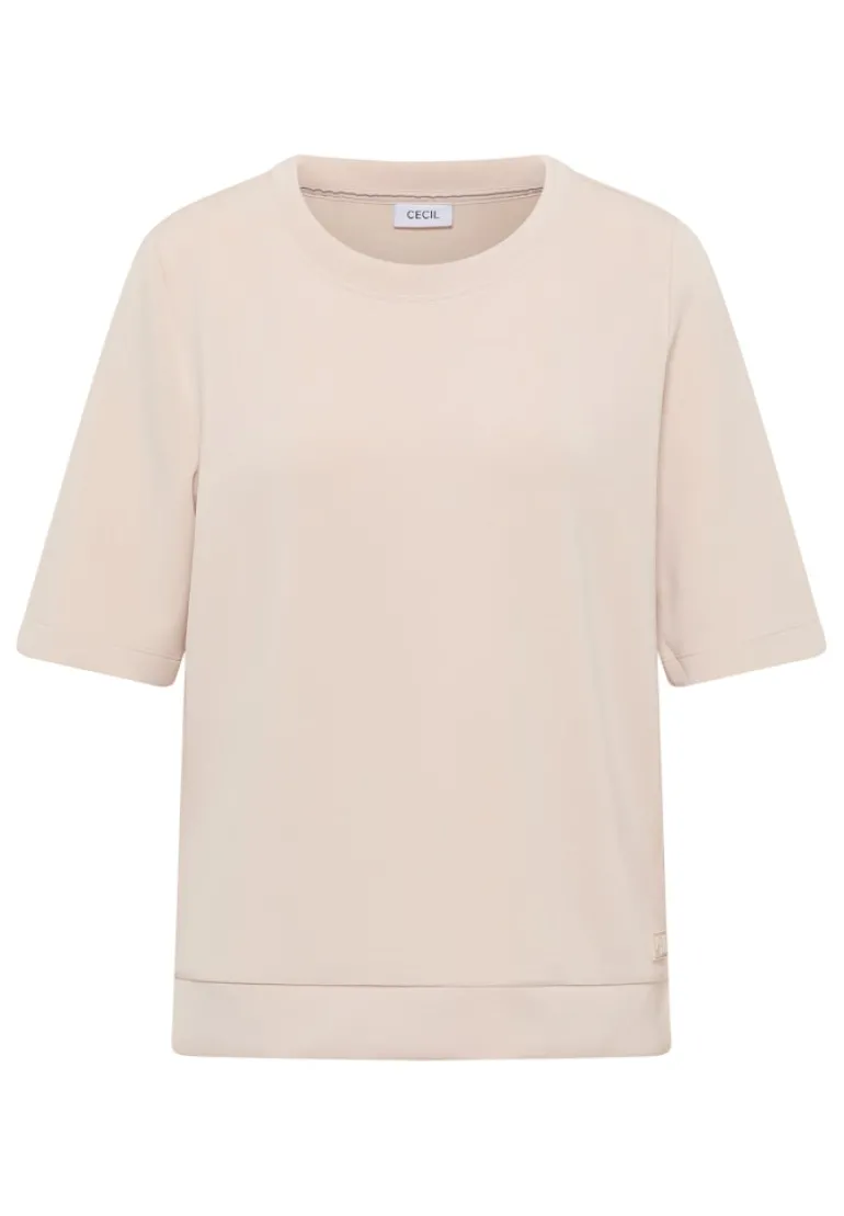 Softes Cupro Touch T-Shirt oat milk beige
