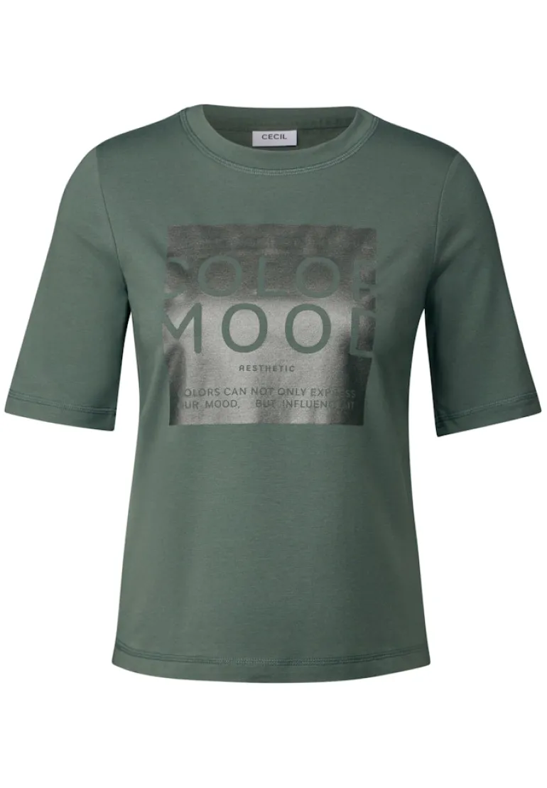 Softes Shirt mit Folienprint dark balmy khaki