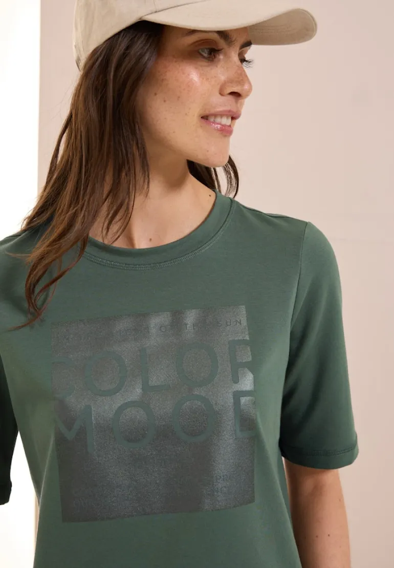 Softes Shirt mit Folienprint dark balmy khaki