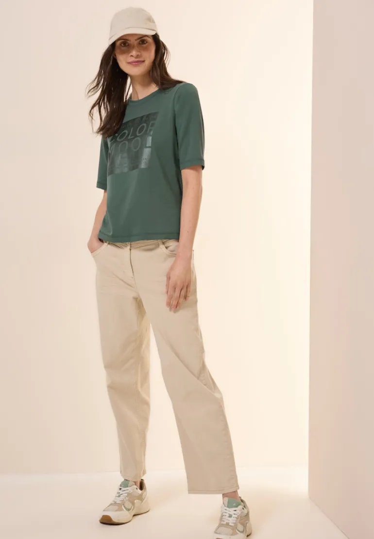 Softes Shirt mit Folienprint dark balmy khaki