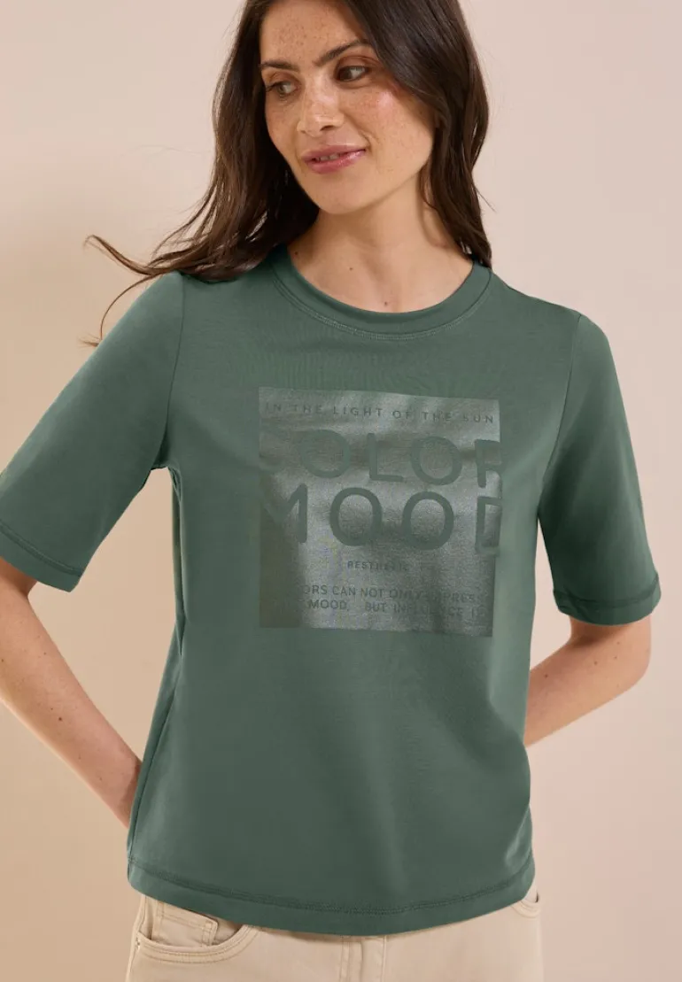 Softes Shirt mit Folienprint dark balmy khaki