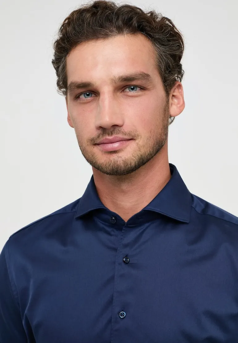 Soft Luxury Shirt Twill Langarm navy