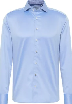 Soft Luxury Shirt Twill Langarm mittelblau