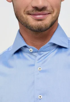 Soft Luxury Shirt Twill Langarm mittelblau