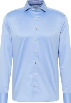 Soft Luxury Shirt Twill Langarm mittelblau
