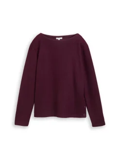 Soft-Touch Sweatshirt mit Knopf-Details dark red mélange
