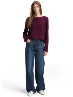 Soft-Touch Sweatshirt mit Knopf-Details dark red mélange