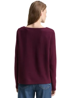 Soft-Touch Sweatshirt mit Knopf-Details dark red mélange