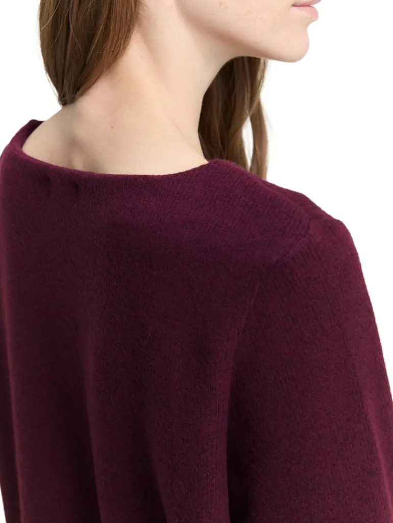 Soft-Touch Sweatshirt mit Knopf-Details dark red mélange