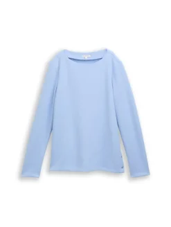 Soft-Touch Sweatshirt mit Knopf-Details mid blue melange