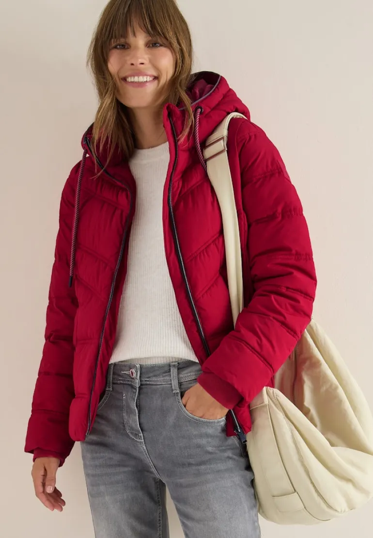 Steppjacke mit Kapuze beaujolais red