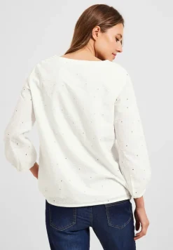 Stickerei Bluse mit 3/4 Arm vanilla white