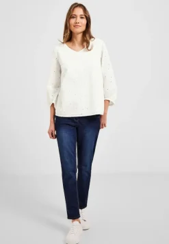 Stickerei Bluse mit 3/4 Arm vanilla white