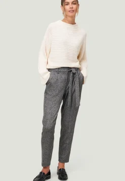 Stoffhose Herringbone mit Bindegürtel 28 Inch blackcream