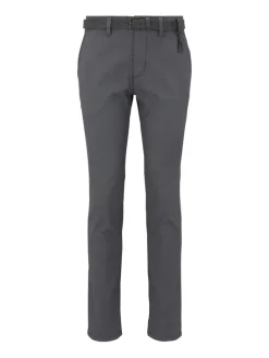 Straight Fit Chino Hose mit Gürtel anthra dobby yarn dye