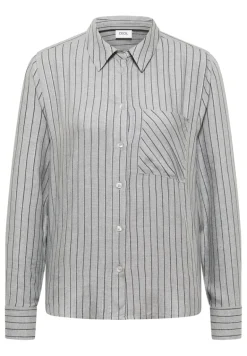 Streifen Flanell-Hemdbluse luna grey melange