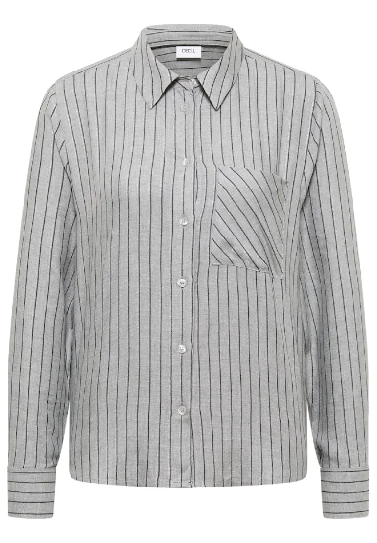 Streifen Flanell-Hemdbluse luna grey melange