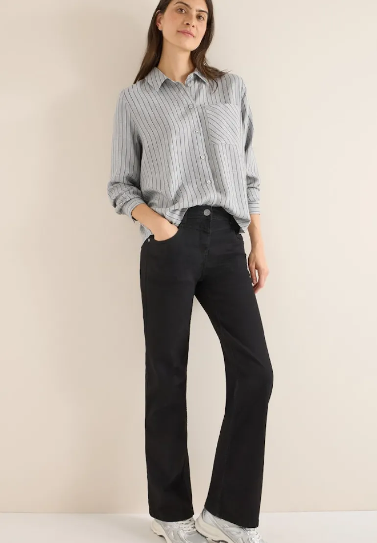 Streifen Flanell-Hemdbluse luna grey melange