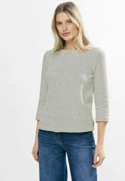 Streifen Struktur Shirt vanilla white