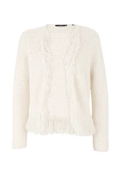 Strickjacke mit Fransen creamwhite