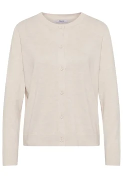 Strickjacke mit Knopfleiste oat milk beige melange