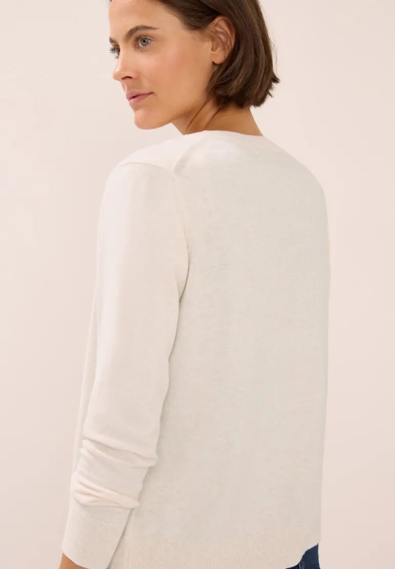 Strickjacke mit Knopfleiste oat milk beige melange