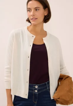 Strickjacke mit Knopfleiste oat milk beige melange