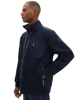 Strickjacke mit Stehkragen sky captain blue