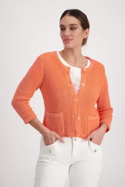 Strickjacke mit Tasche apricot