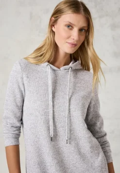 Strickkleid mit Kapuze platinum grey mel.