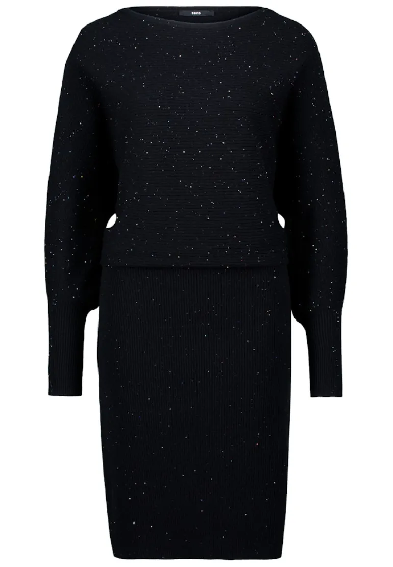 Strickkleid mit Pailletten black beauty