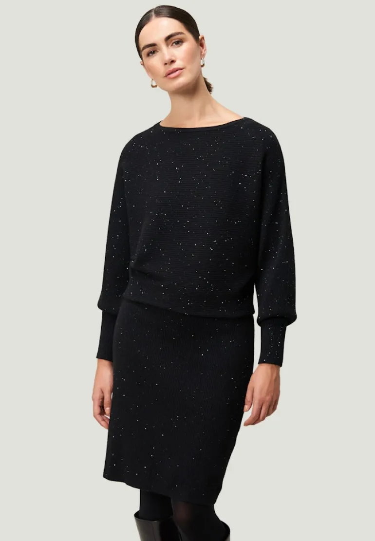 Strickkleid mit Pailletten black beauty