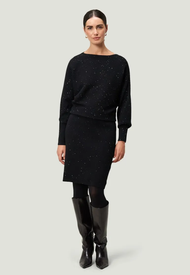 Strickkleid mit Pailletten black beauty