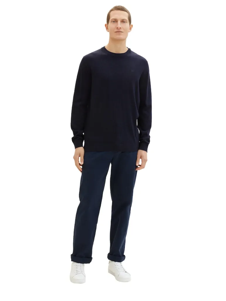 Strickpullover aus Baumwolle knitted navy melange