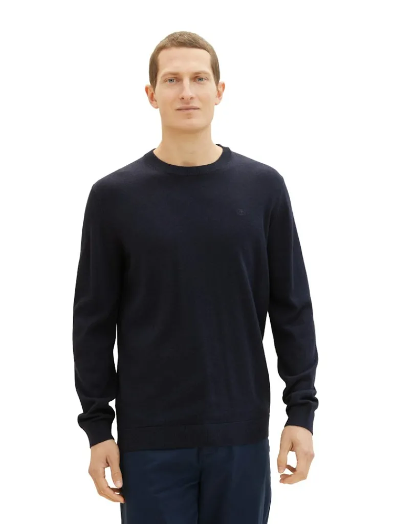 Strickpullover aus Baumwolle knitted navy melange