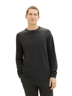 Strickpullover aus Baumwolle black grey melange