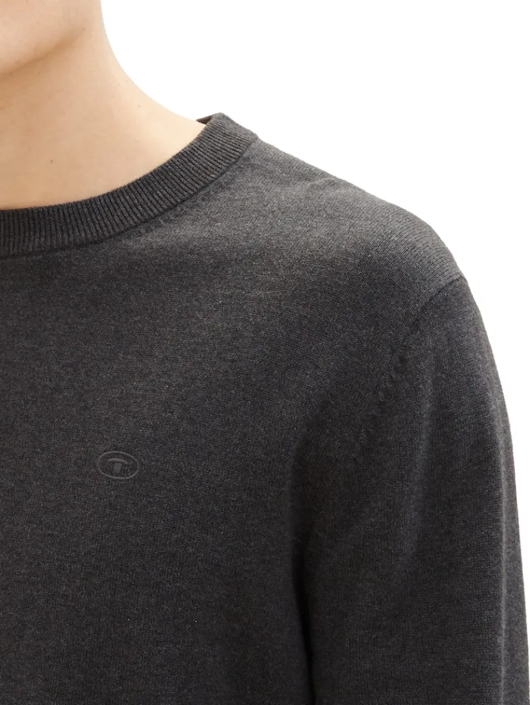 Strickpullover aus Baumwolle black grey melange