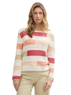 Strickpullover aus Bio-Baumwolle fresh berry highlight stripe