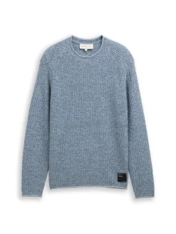 Strickpullover in Melange-Optik denim blue white mouline