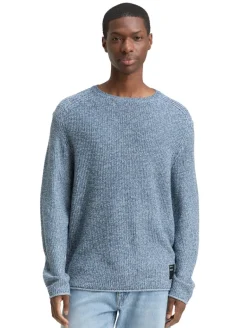 Strickpullover in Melange-Optik denim blue white mouline