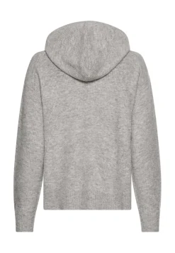 Strickpullover mit Kapuze grey melange