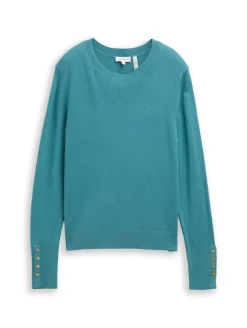 Strickpullover mit Knopf-Details tropical teal