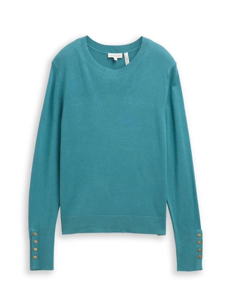 Strickpullover mit Knopf-Details tropical teal