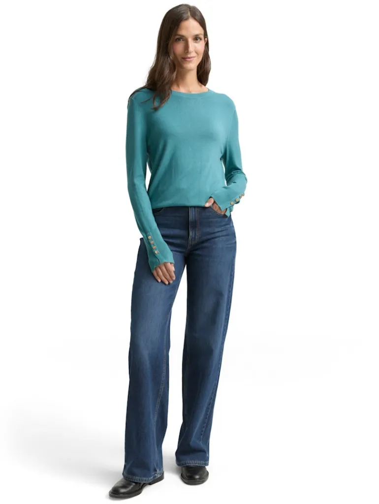 Strickpullover mit Knopf-Details tropical teal