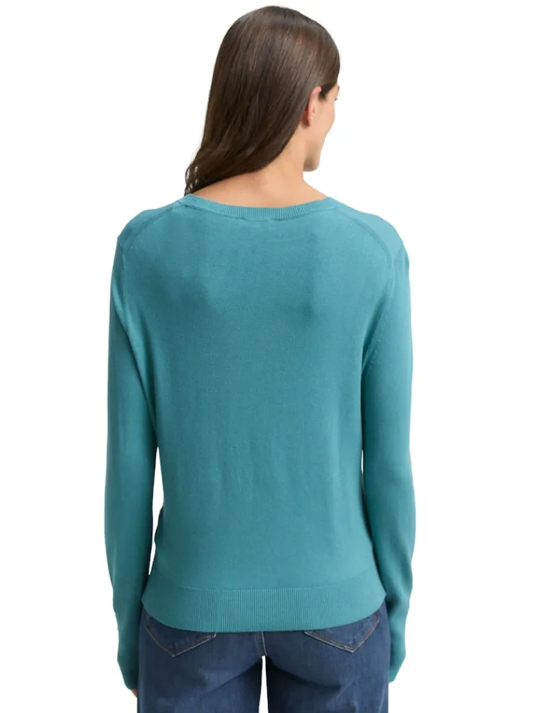 Strickpullover mit Knopf-Details tropical teal