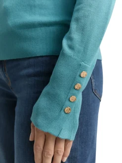 Strickpullover mit Knopf-Details tropical teal